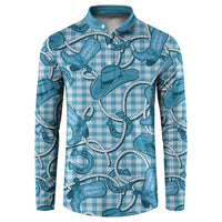 Blue Hawaii Palaka Cowboy Button Sweatshirt Hawaiian Paniolo Festival Spirit LT19 Blue - Polynesian Pride