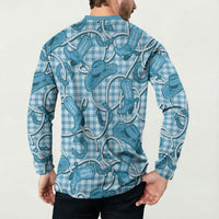 Blue Hawaii Palaka Cowboy Button Sweatshirt Hawaiian Paniolo Festival Spirit LT19 - Polynesian Pride