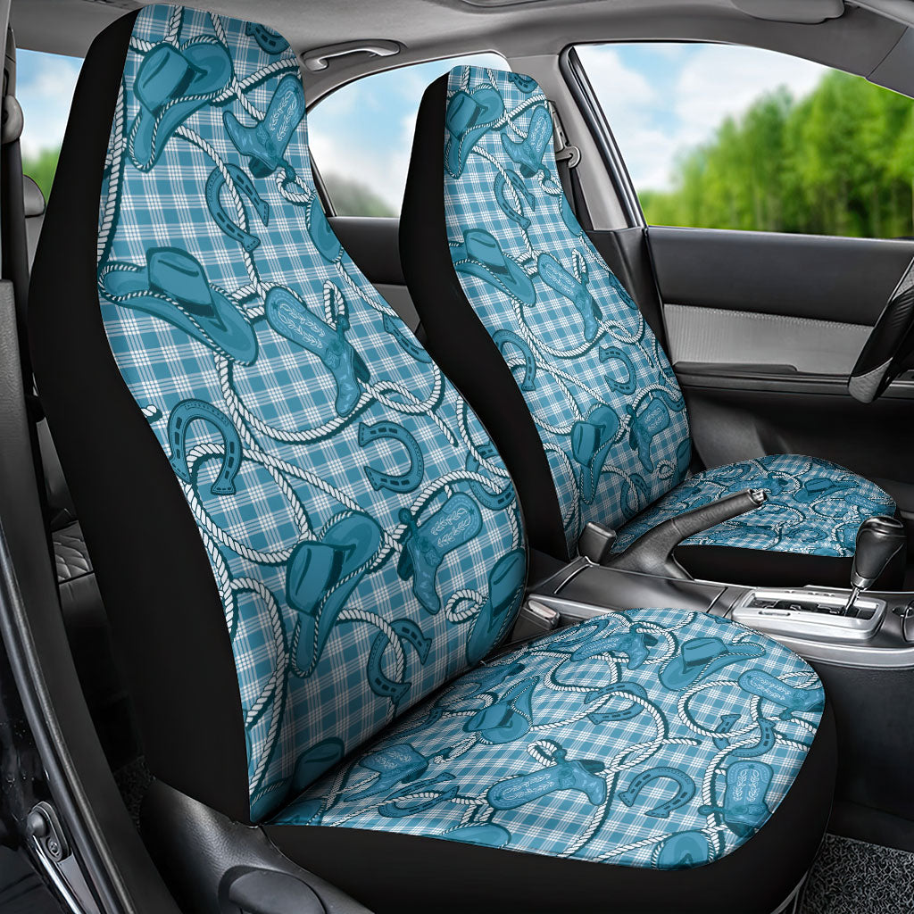 Blue Hawaii Palaka Cowboy Car Seat Cover Hawaiian Paniolo Festival Spirit LT19 - Polynesian Pride