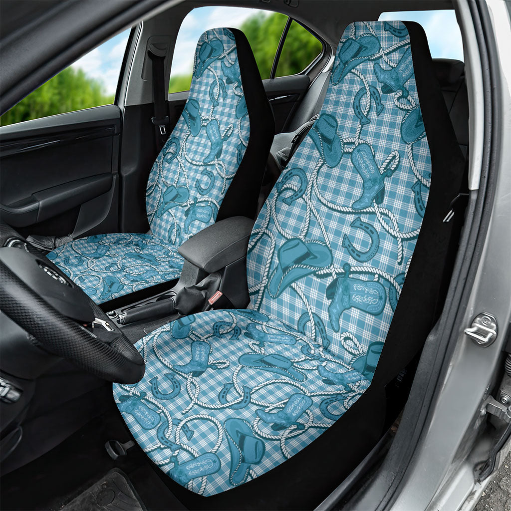 Blue Hawaii Palaka Cowboy Car Seat Cover Hawaiian Paniolo Festival Spirit LT19 - Polynesian Pride