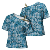 Blue Hawaii Palaka Cowboy Cross Shoulder Shirt Hawaiian Paniolo Festival Spirit LT19 - Polynesian Pride