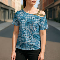 Blue Hawaii Palaka Cowboy Cross Shoulder Shirt Hawaiian Paniolo Festival Spirit LT19 - Polynesian Pride