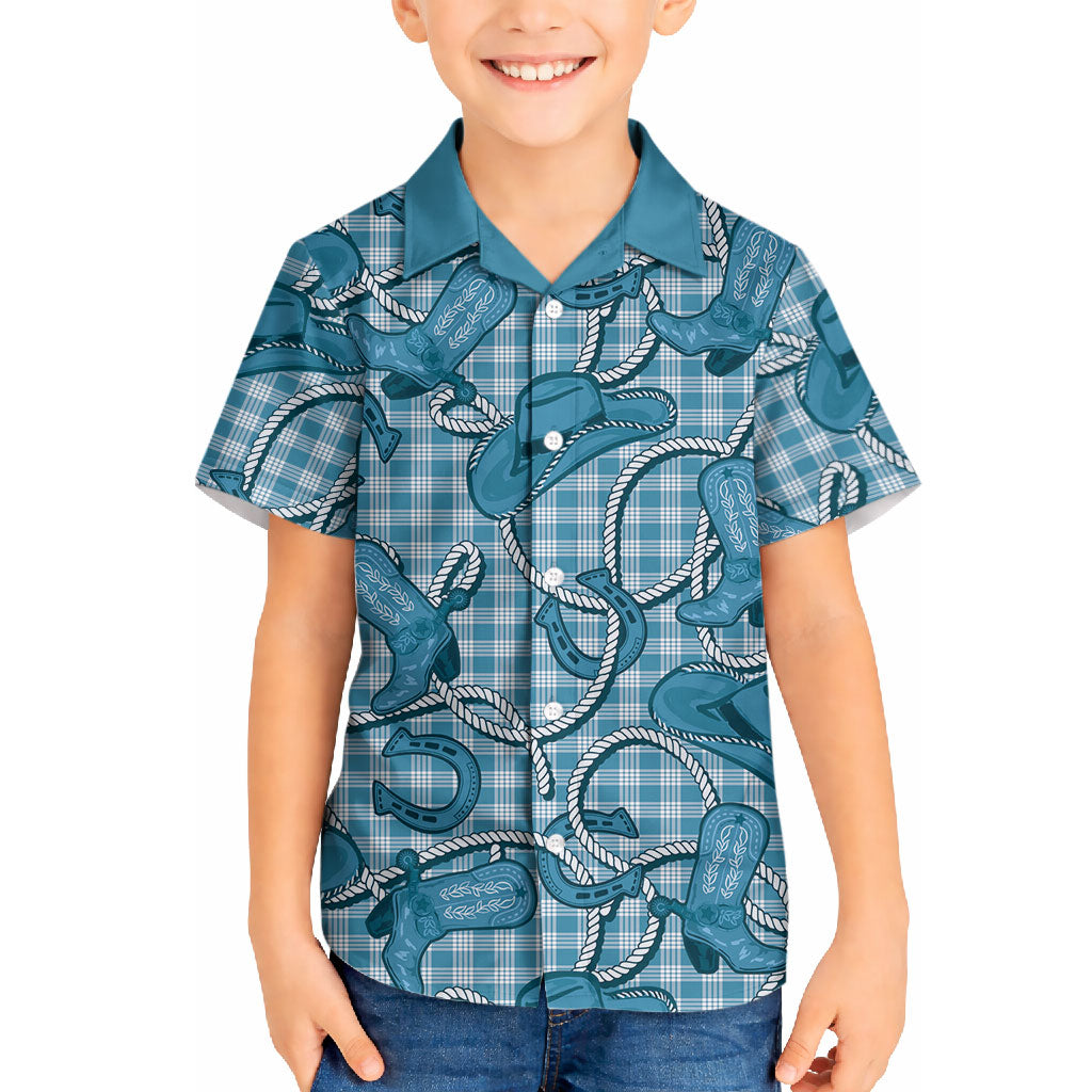 Blue Hawaii Palaka Cowboy Hawaiian Shirt Hawaiian Paniolo Festival Spirit LT19 - Polynesian Pride