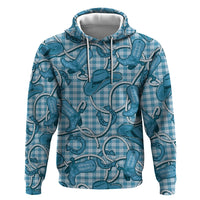 Blue Hawaii Palaka Cowboy Hoodie Hawaiian Paniolo Festival Spirit LT19 Pullover Hoodie Blue - Polynesian Pride