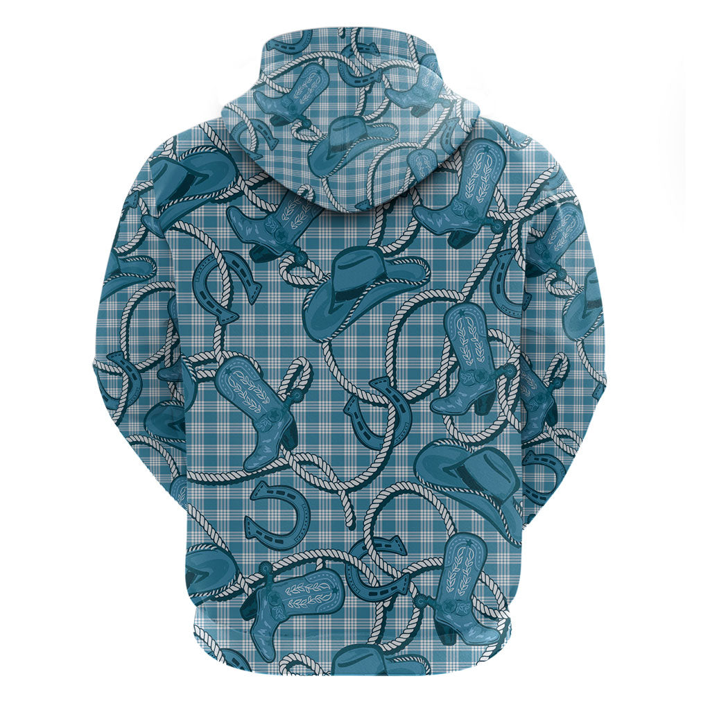 Blue Hawaii Palaka Cowboy Hoodie Hawaiian Paniolo Festival Spirit LT19 - Polynesian Pride