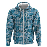 Blue Hawaii Palaka Cowboy Hoodie Hawaiian Paniolo Festival Spirit LT19 Zip Hoodie Blue - Polynesian Pride