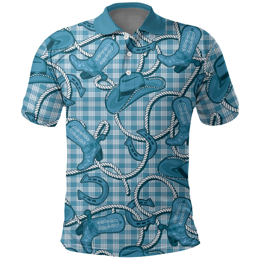 Blue Hawaii Palaka Cowboy Polo Shirt Hawaiian Paniolo Festival Spirit