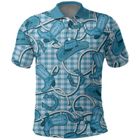 Blue Hawaii Palaka Cowboy Polo Shirt Hawaiian Paniolo Festival Spirit LT19 Blue - Polynesian Pride