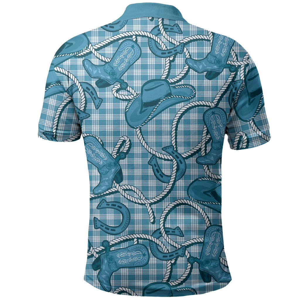 Blue Hawaii Palaka Cowboy Polo Shirt Hawaiian Paniolo Festival Spirit LT19 - Polynesian Pride