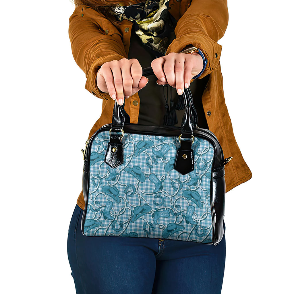 Blue Hawaii Palaka Cowboy Shoulder Handbag Hawaiian Paniolo Festival Spirit LT19 One Size Blue - Polynesian Pride