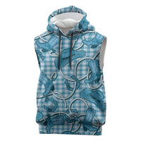 Blue Hawaii Palaka Cowboy Sleeveless Hoodie Hawaiian Paniolo Festival Spirit LT19 Blue - Polynesian Pride
