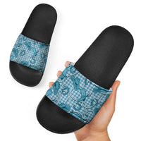 Blue Hawaii Palaka Cowboy Slide Sandals Hawaiian Paniolo Festival Spirit LT19 - Polynesian Pride