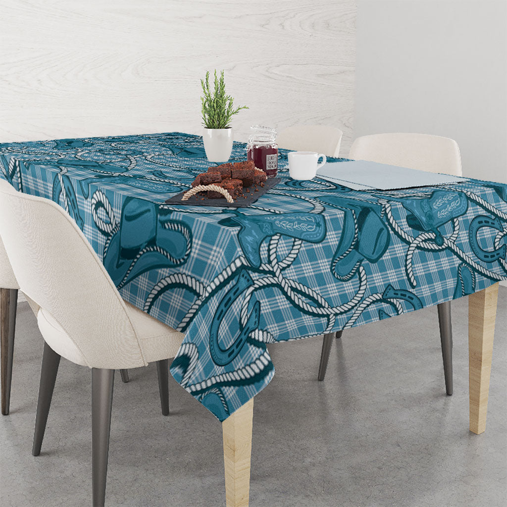 Blue Hawaii Palaka Cowboy Tablecloth Hawaiian Paniolo Festival Spirit LT19 - Polynesian Pride