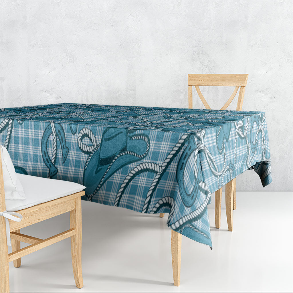 Blue Hawaii Palaka Cowboy Tablecloth Hawaiian Paniolo Festival Spirit LT19 - Polynesian Pride
