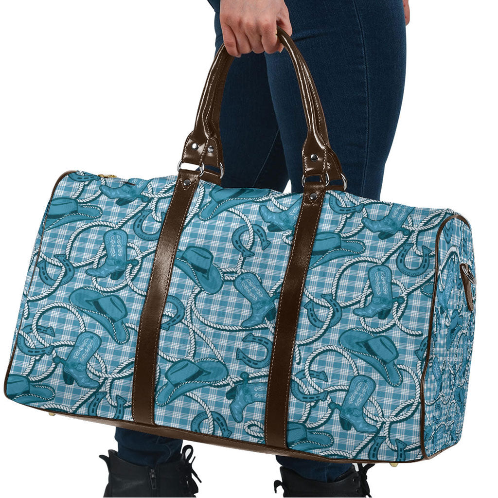 Blue Hawaii Palaka Cowboy Travel Bag Hawaiian Paniolo Festival Spirit LT19 - Polynesian Pride