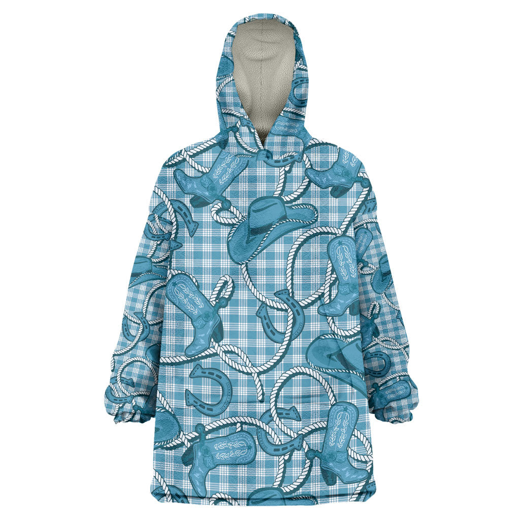 Blue Hawaii Palaka Cowboy Wearable Blanket Hoodie Hawaiian Paniolo Festival Spirit