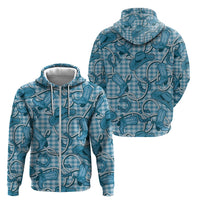 Blue Hawaii Palaka Cowboy Zip Hoodie Hawaiian Paniolo Festival Spirit LT19 - Polynesian Pride