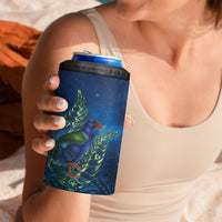 New Zealand Takahe Personalised 4 in 1 Can Cooler Tumbler Silver Fern Galaxy Polynesian Pattern