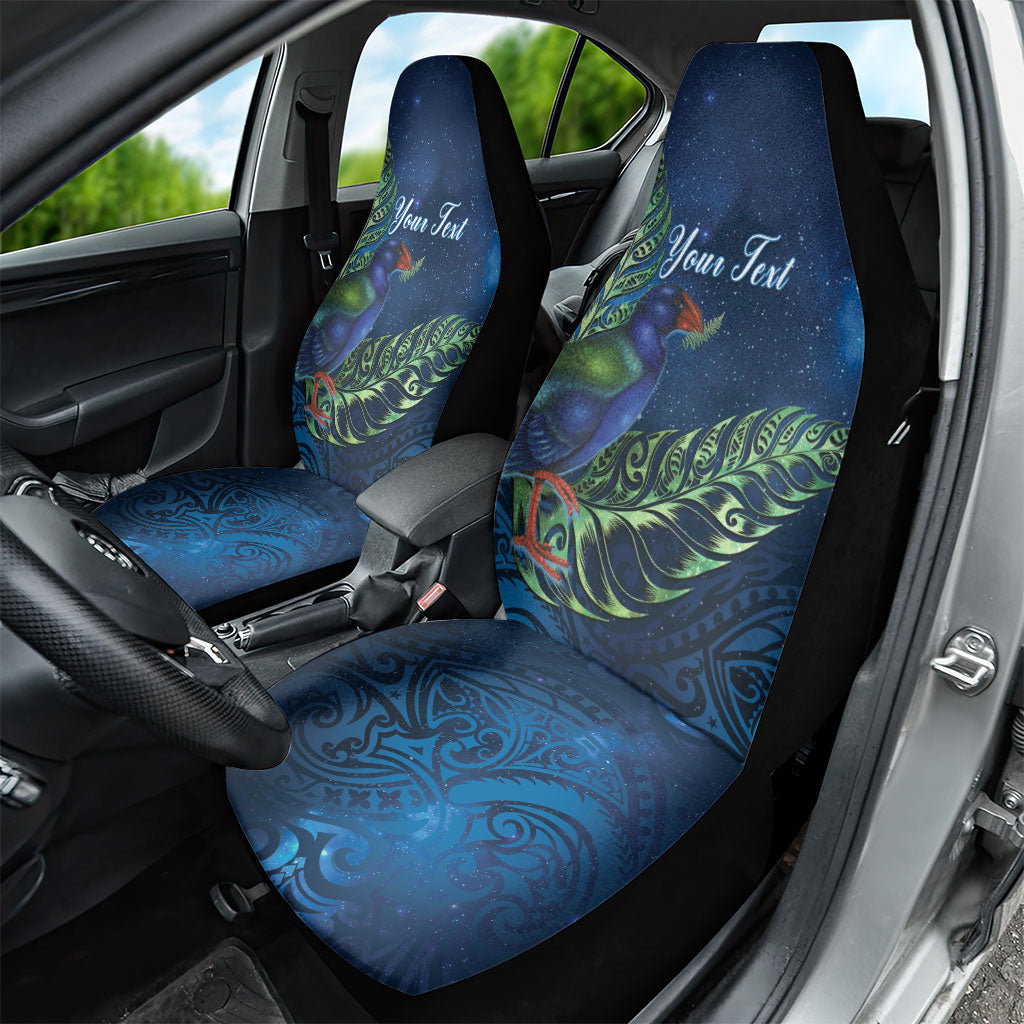 New Zealand Takahe Personalised Car Seat Cover Silver Fern Galaxy Polynesian Pattern