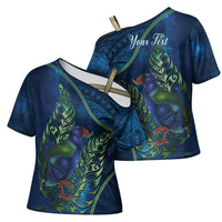 New Zealand Takahe Personalised Cross Shoulder Shirt Silver Fern Galaxy Polynesian Pattern LT22 - Polynesian Pride