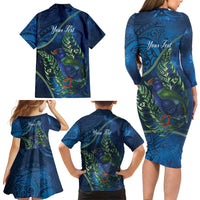 New Zealand Takahe Personalised Family Matching Long Sleeve Bodycon Dress and Hawaiian Shirt Silver Fern Galaxy Polynesian Pattern LT22 - Polynesian Pride