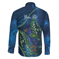 New Zealand Takahe Personalised Family Matching Long Sleeve Bodycon Dress and Hawaiian Shirt Silver Fern Galaxy Polynesian Pattern LT22 - Polynesian Pride