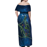 New Zealand Takahe Personalised Family Matching Off Shoulder Maxi Dress and Hawaiian Shirt Silver Fern Galaxy Polynesian Pattern LT22 - Polynesian Pride