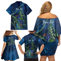 New Zealand Takahe Personalised Family Matching Off Shoulder Short Dress and Hawaiian Shirt Silver Fern Galaxy Polynesian Pattern LT22 - Polynesian Pride