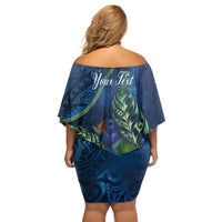 New Zealand Takahe Personalised Family Matching Off Shoulder Short Dress and Hawaiian Shirt Silver Fern Galaxy Polynesian Pattern LT22 - Polynesian Pride