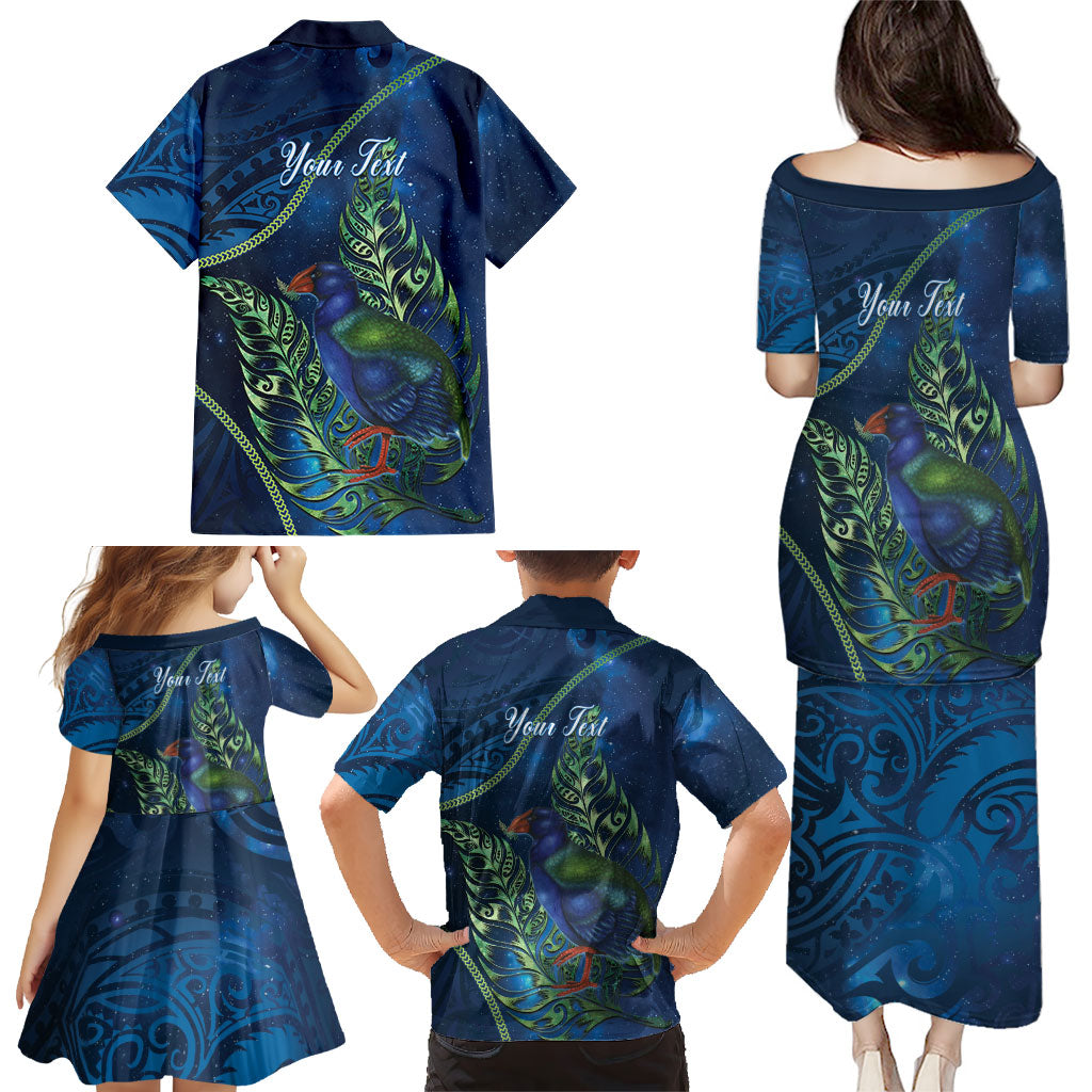 New Zealand Takahe Personalised Family Matching Puletasi and Hawaiian Shirt Silver Fern Galaxy Polynesian Pattern LT22 - Polynesian Pride