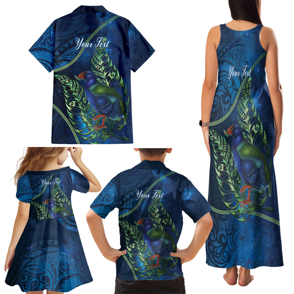 New Zealand Takahe Personalised Family Matching Tank Maxi Dress and Hawaiian Shirt Silver Fern Galaxy Polynesian Pattern LT22 - Polynesian Pride