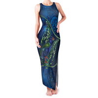 New Zealand Takahe Personalised Family Matching Tank Maxi Dress and Hawaiian Shirt Silver Fern Galaxy Polynesian Pattern LT22 Mom's Dress Blue - Polynesian Pride