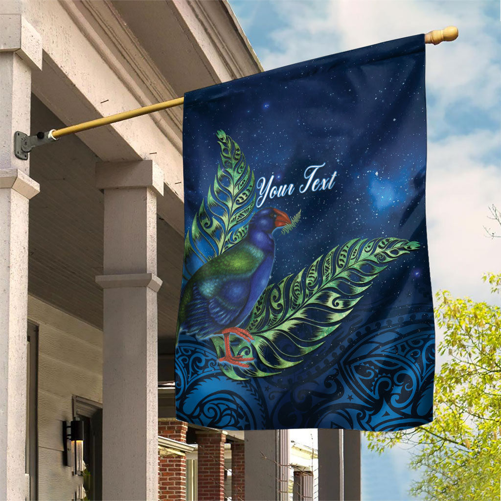 New Zealand Takahe Personalised Garden Flag Silver Fern Galaxy Polynesian Pattern LT22 House Flag Blue - Polynesian Pride