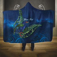 New Zealand Takahe Personalised Hooded Blanket Silver Fern Galaxy Polynesian Pattern
