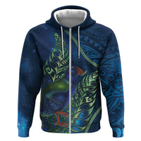 New Zealand Takahe Personalised Hoodie Silver Fern Galaxy Polynesian Pattern
