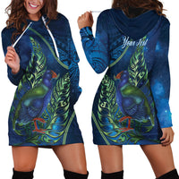 New Zealand Takahe Personalised Hoodie Dress Silver Fern Galaxy Polynesian Pattern LT22 - Polynesian Pride