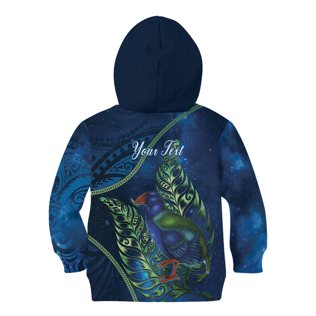 New Zealand Takahe Personalised Kid Hoodie Silver Fern Galaxy Polynesian Pattern LT22 - Polynesian Pride