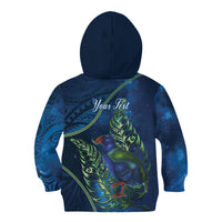 New Zealand Takahe Personalised Kid Hoodie Silver Fern Galaxy Polynesian Pattern LT22 - Polynesian Pride