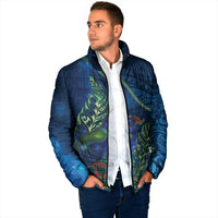 New Zealand Takahe Personalised Padded Jacket Silver Fern Galaxy Polynesian Pattern