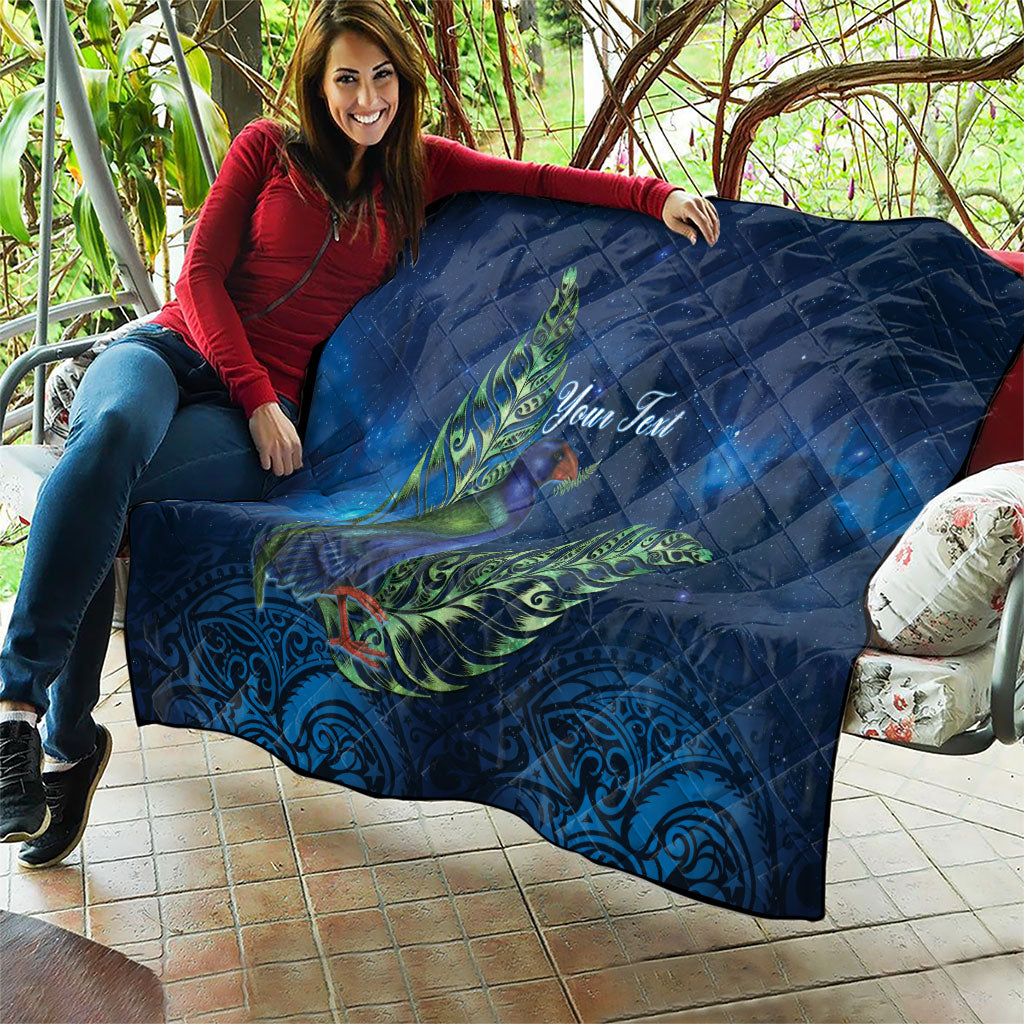 New Zealand Takahe Personalised Quilt Silver Fern Galaxy Polynesian Pattern