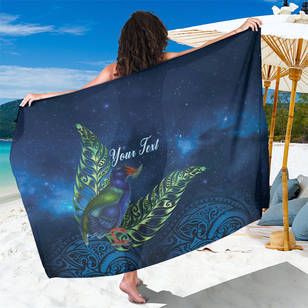New Zealand Takahe Personalised Sarong Silver Fern Galaxy Polynesian Pattern