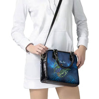 New Zealand Takahe Personalised Shoulder Handbag Silver Fern Galaxy Polynesian Pattern