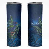 New Zealand Takahe Personalised Skinny Tumbler Silver Fern Galaxy Polynesian Pattern