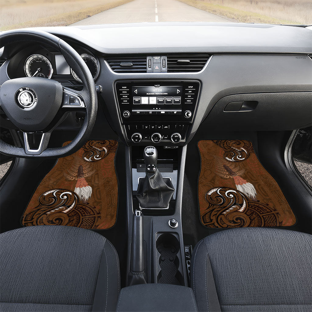 New Zealand Taiaha Car Mats Maori Weapon Silver Fern Maori Pattern