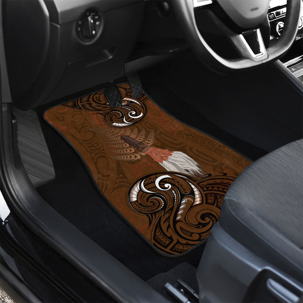 New Zealand Taiaha Car Mats Maori Weapon Silver Fern Maori Pattern