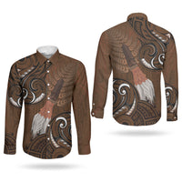 New Zealand Taiaha Couples Matching Off Shoulder Maxi Dress and Long Sleeve Button Shirt Maori Weapon Silver Fern Maori Pattern
