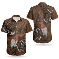 New Zealand Taiaha Couples Matching Short Sleeve Bodycon Dress and Hawaiian Shirt Maori Weapon Silver Fern Maori Pattern