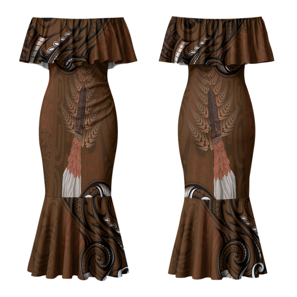 New Zealand Taiaha Family Matching Mermaid Dress and Hawaiian Shirt Maori Weapon Silver Fern Maori Pattern