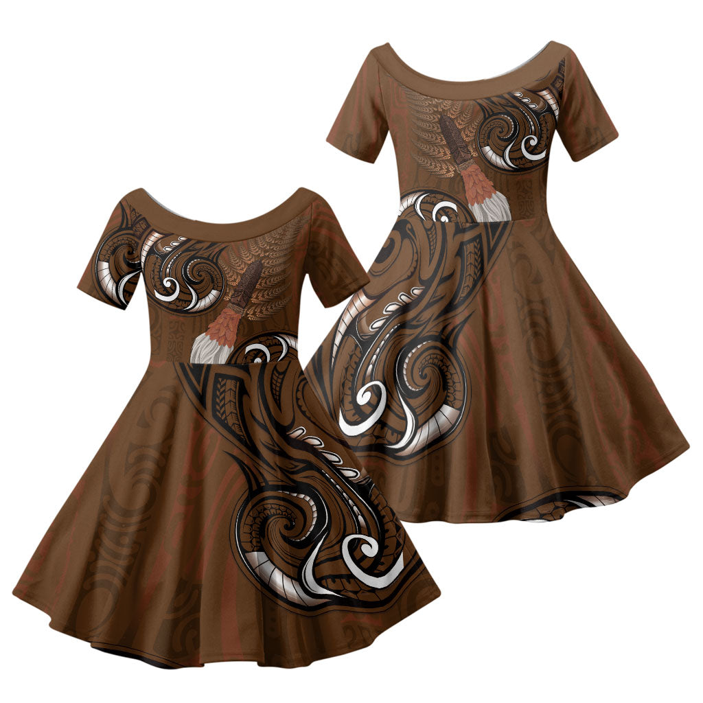 New Zealand Taiaha Family Matching Mermaid Dress and Hawaiian Shirt Maori Weapon Silver Fern Maori Pattern