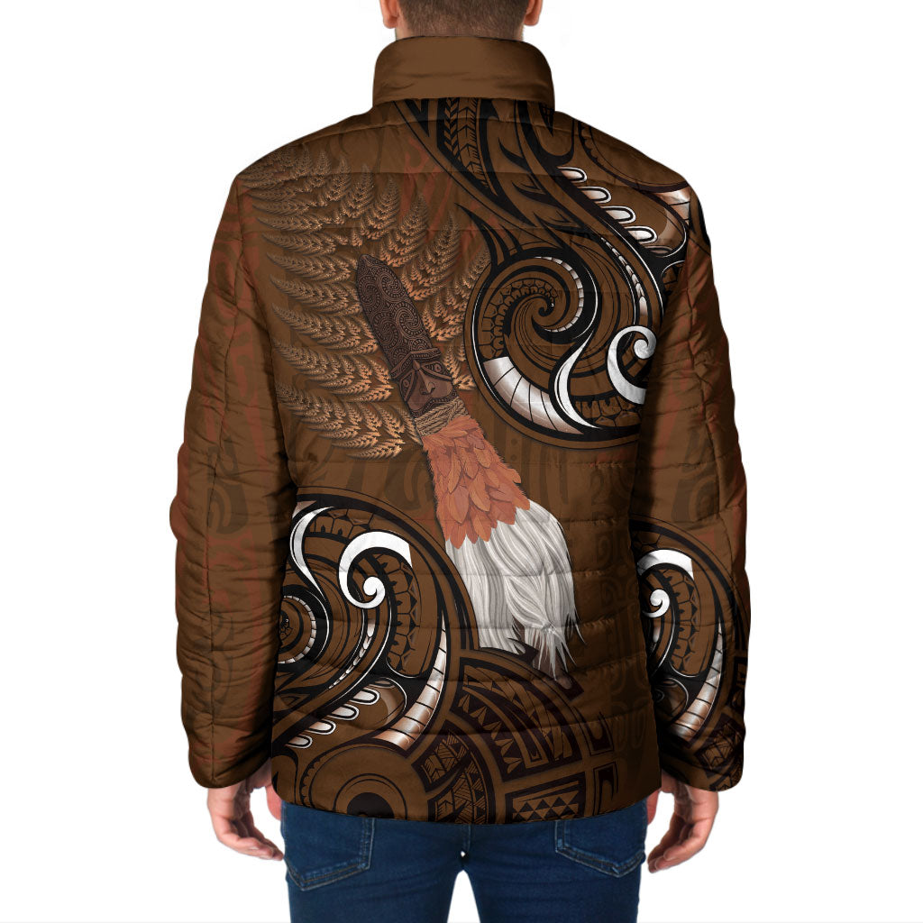New Zealand Taiaha Padded Jacket Maori Weapon Silver Fern Maori Pattern
